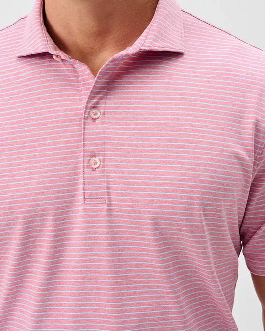 Michael Stripe Performance Jersey Polo In Palm Beach