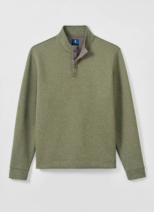Rockwells Diamond-Quilted Henley Pullover In Forest