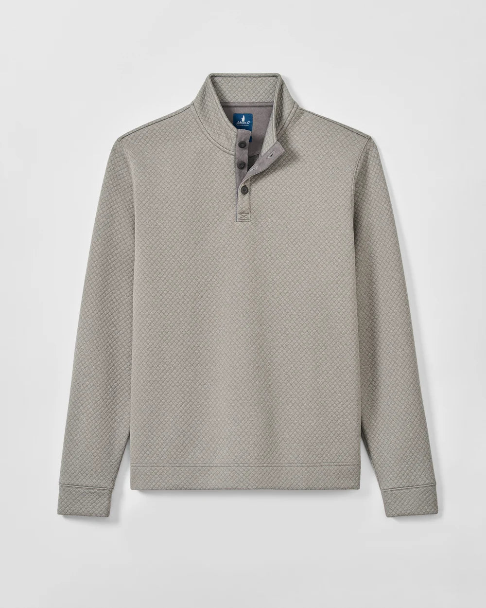 Rockwells Diamond-Quilted Henley Pullover In Smoke