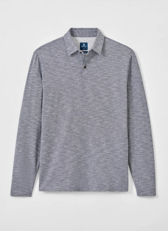 Long Sleeve Slub Pique Polo In Navy