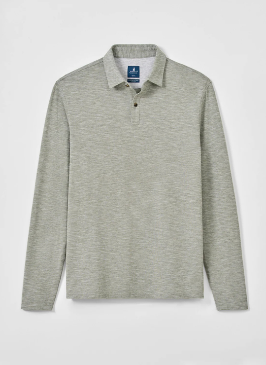 Long Sleeve Slub Pique Polo In Pineland