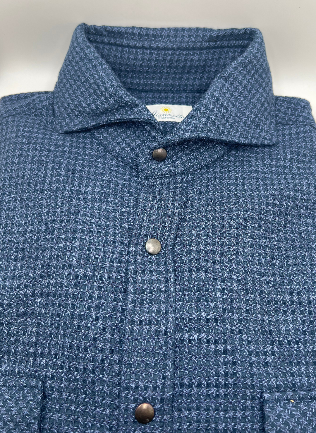 Giannetto Navy Textured Cotton Shirt