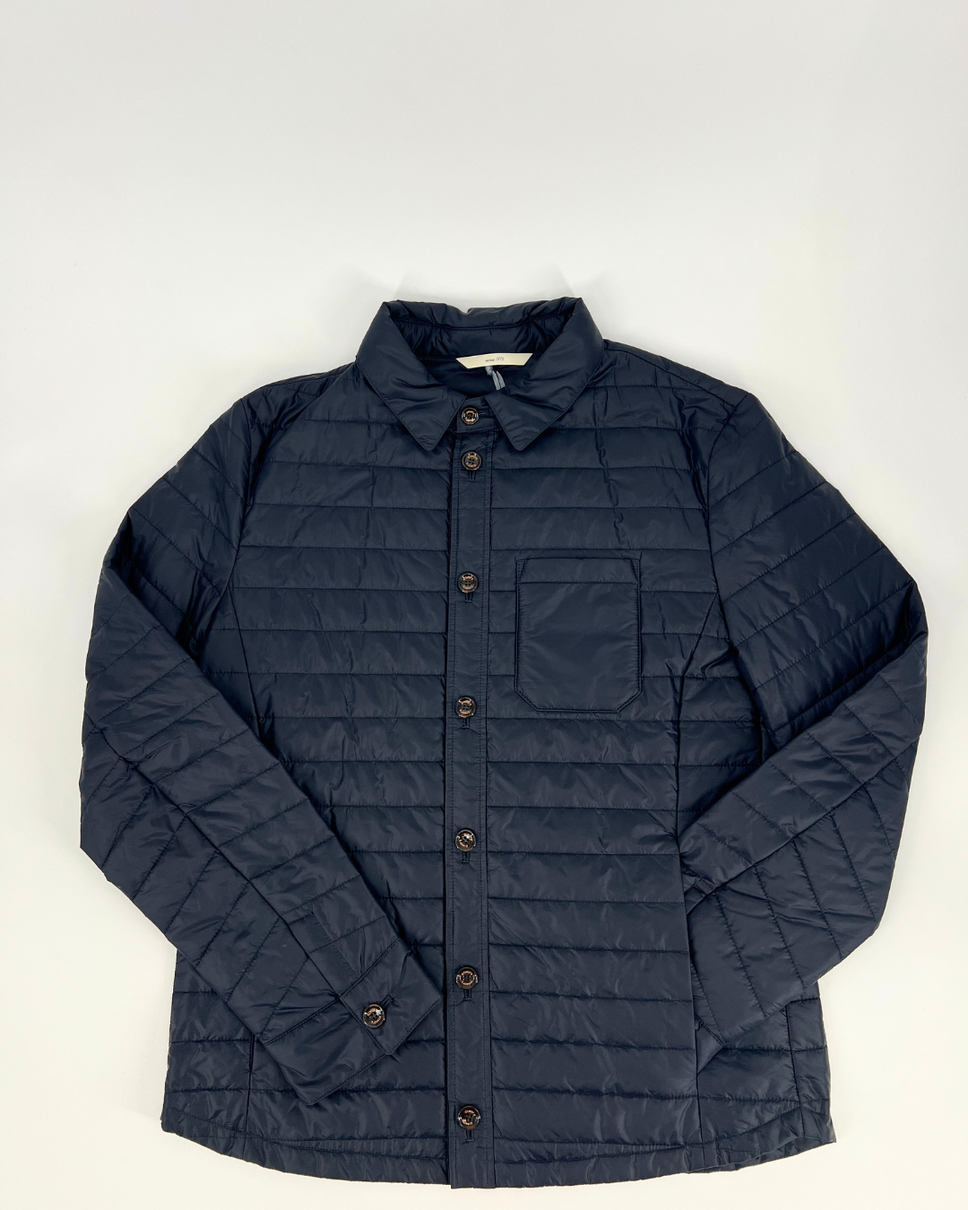 Button Front Quilted Jacket In Navy