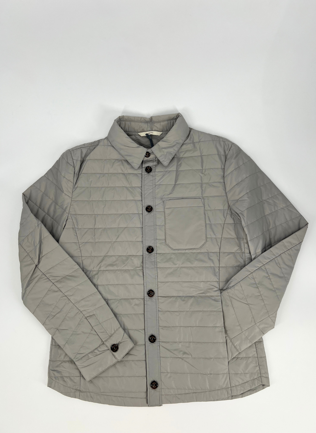 Button Front Quilted Jacket In Grey