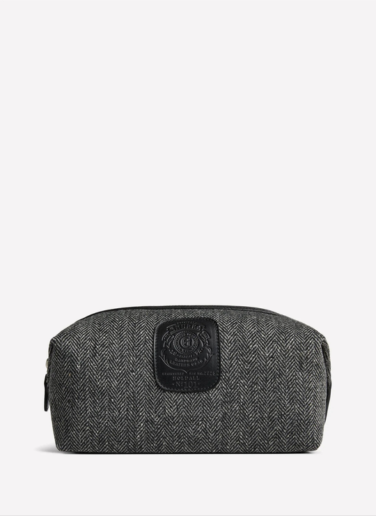 Holdall No. 101 In Herringbone Wool + Black Vintage Leather