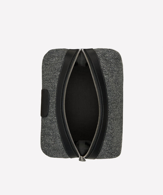 Ghurka Holdall No. 101 In Herringbone Wool + Black Vintage Leather