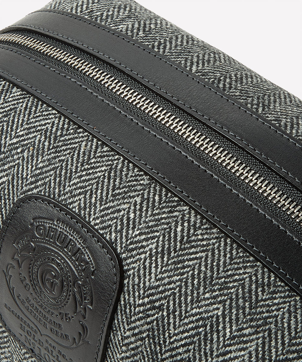 Holdall No. 101 In Herringbone Wool + Black Vintage Leather