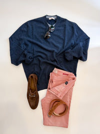 Luciano Barbera Contrast Collar Sweater In Navy