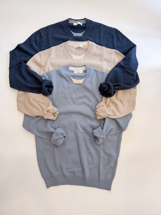 Luciano Barbera Contrast Collar Sweater In Navy