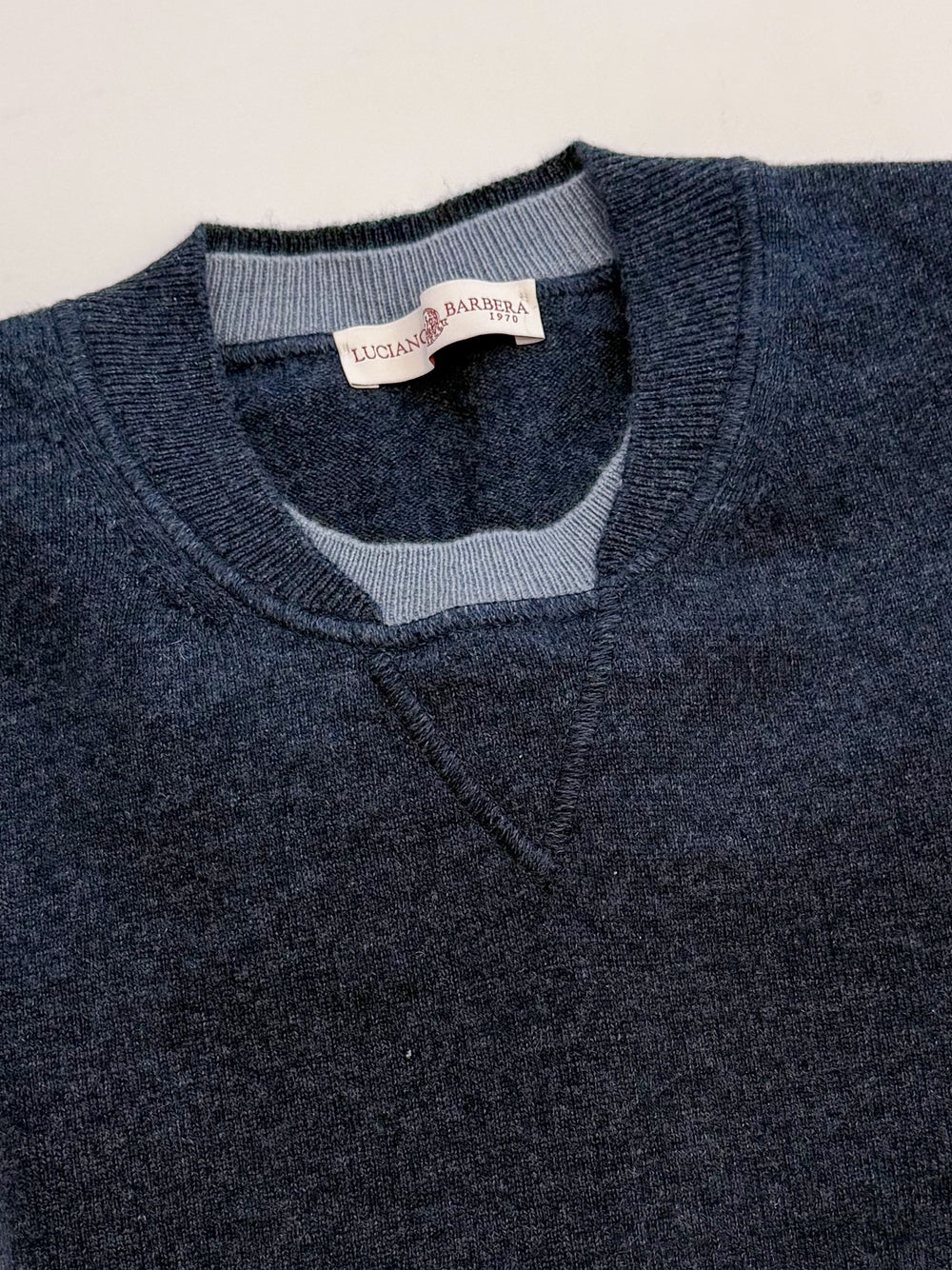 Luciano Barbera Contrast Collar Sweater In Navy