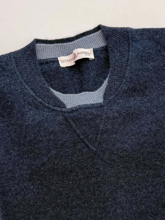 Luciano Barbera Contrast Collar Sweater In Navy