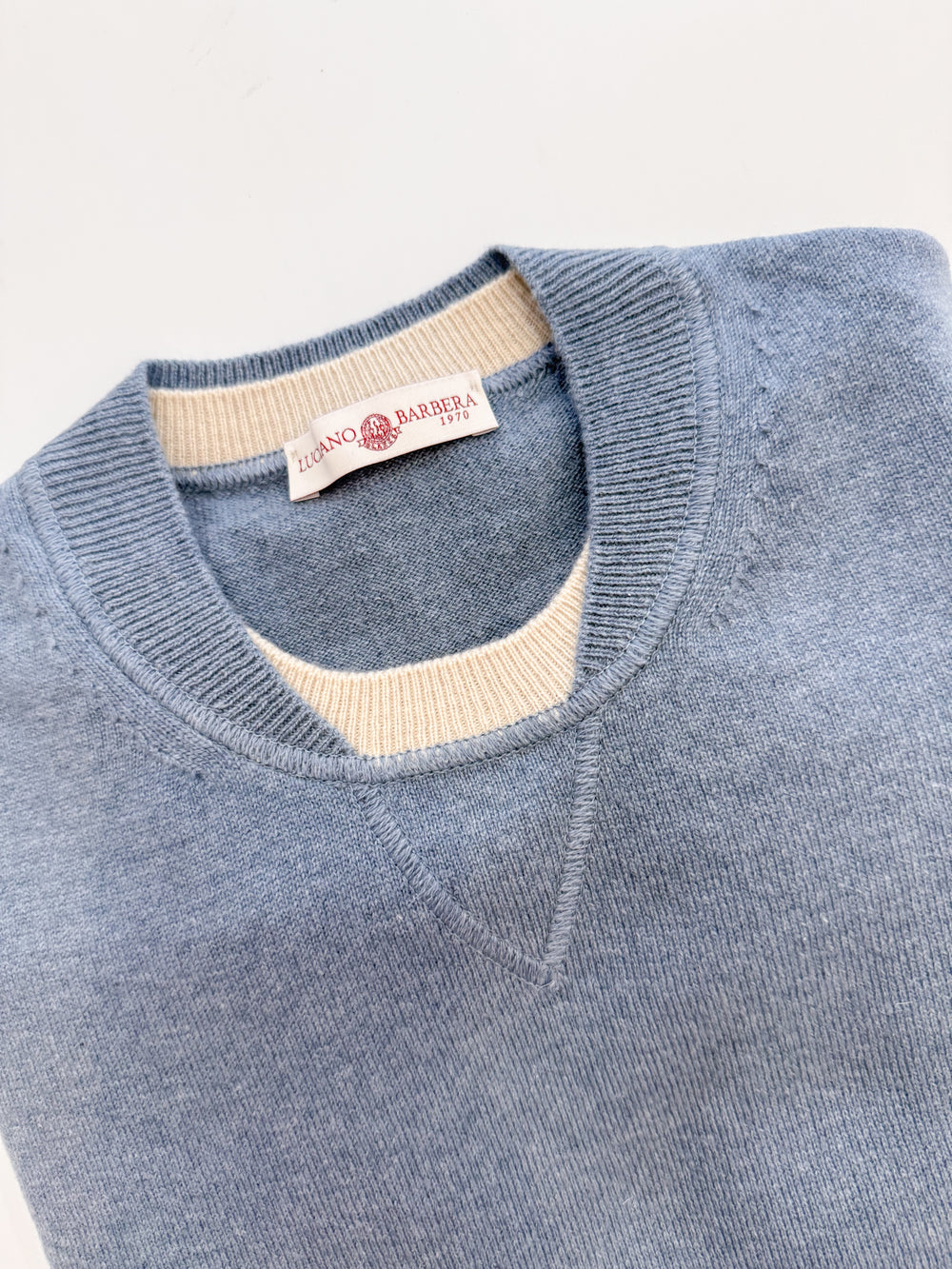 Luciano Barbera Contrast Collar Sweater In Light Blue