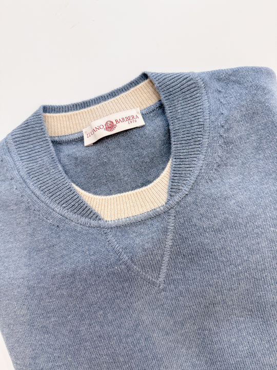 Luciano Barbera Contrast Collar Sweater In Light Blue