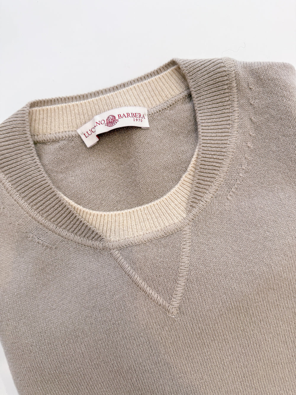 Luciano Barbera Contrast Collar Sweater In Beige