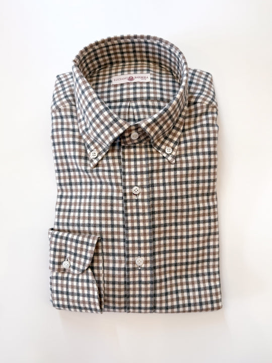 Luciano Barbera Brown Check Flannel Shirt