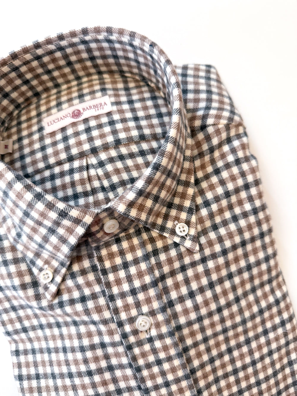 Luciano Barbera Brown Check Flannel Shirt