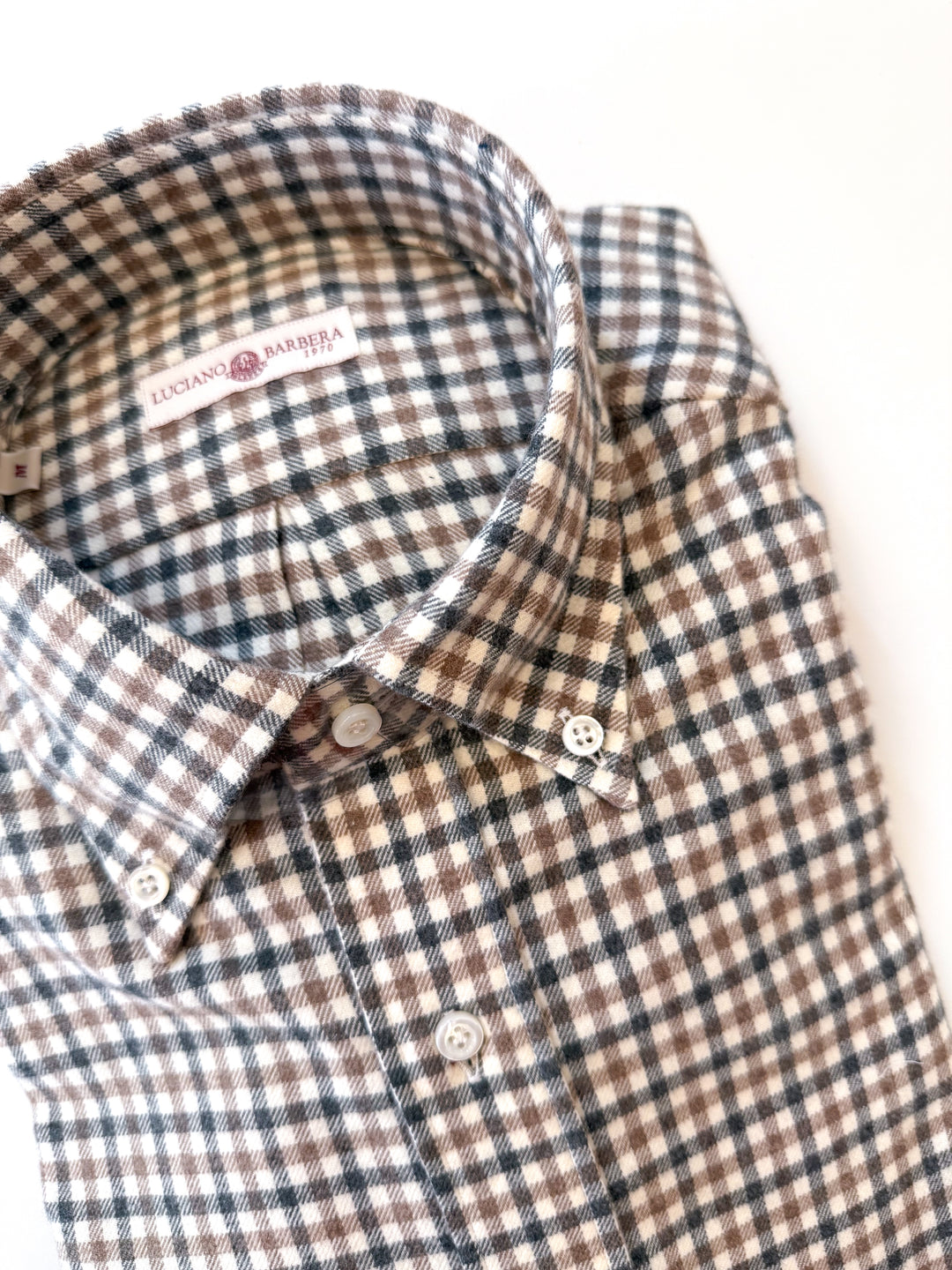 Luciano Barbera Brown Check Flannel Shirt