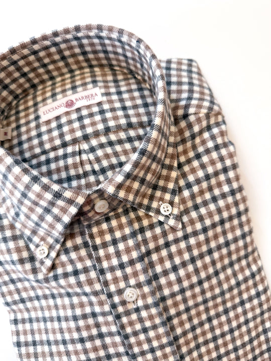 Luciano Barbera Brown Check Flannel Shirt