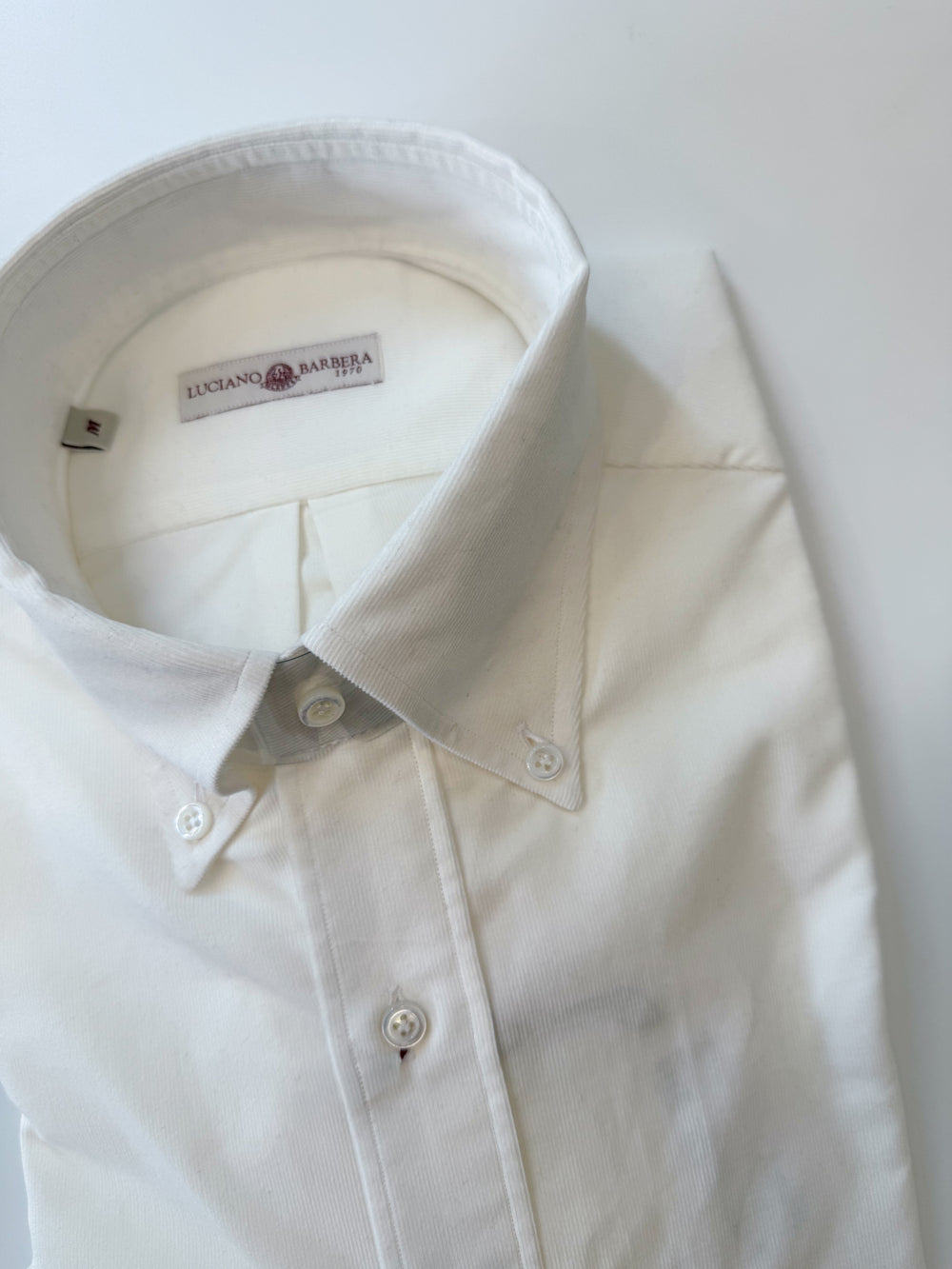 Luciano Barbera White Micro Corduroy Shirt