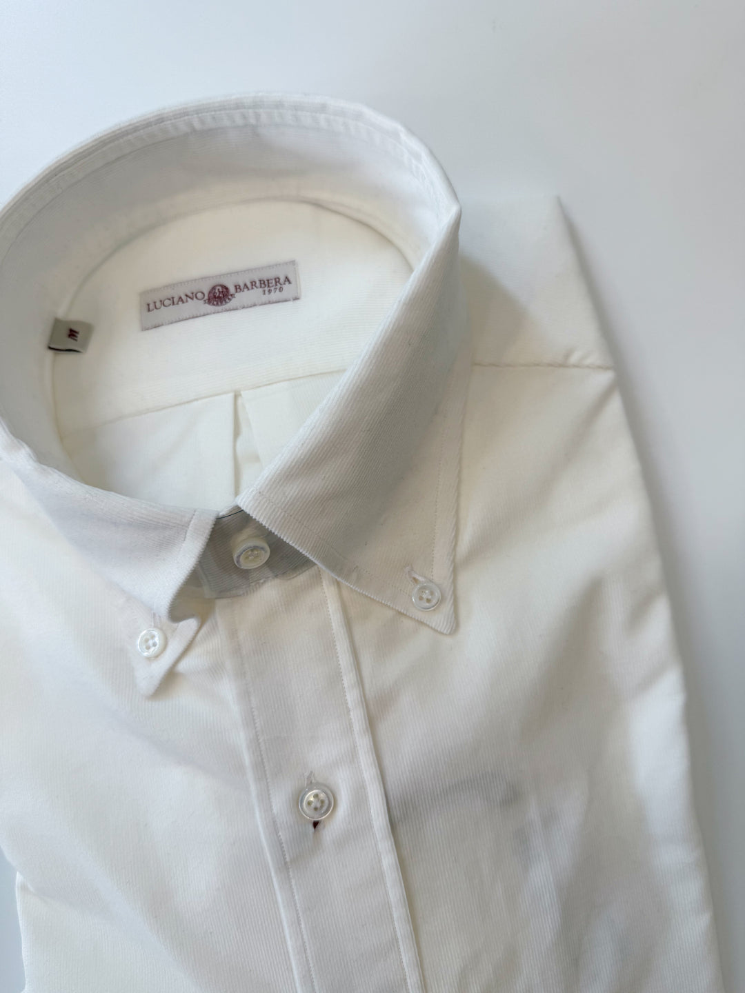 Luciano Barbera White Micro Corduroy Shirt