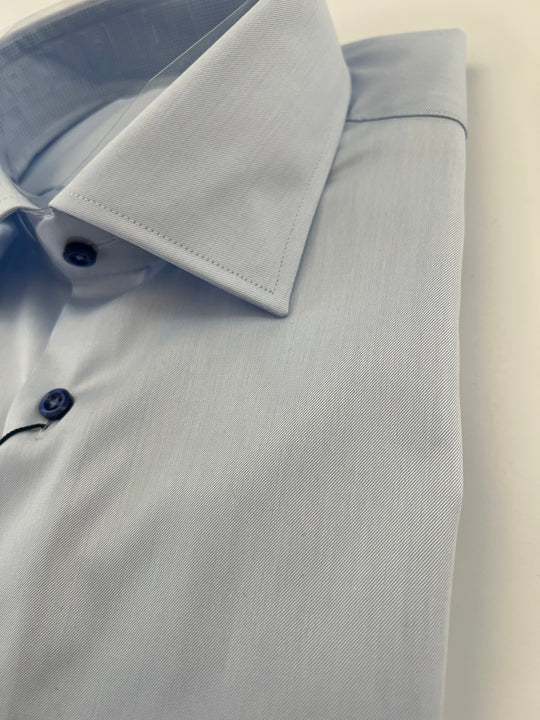 Stenströms Blue With Check Contrast Shirt