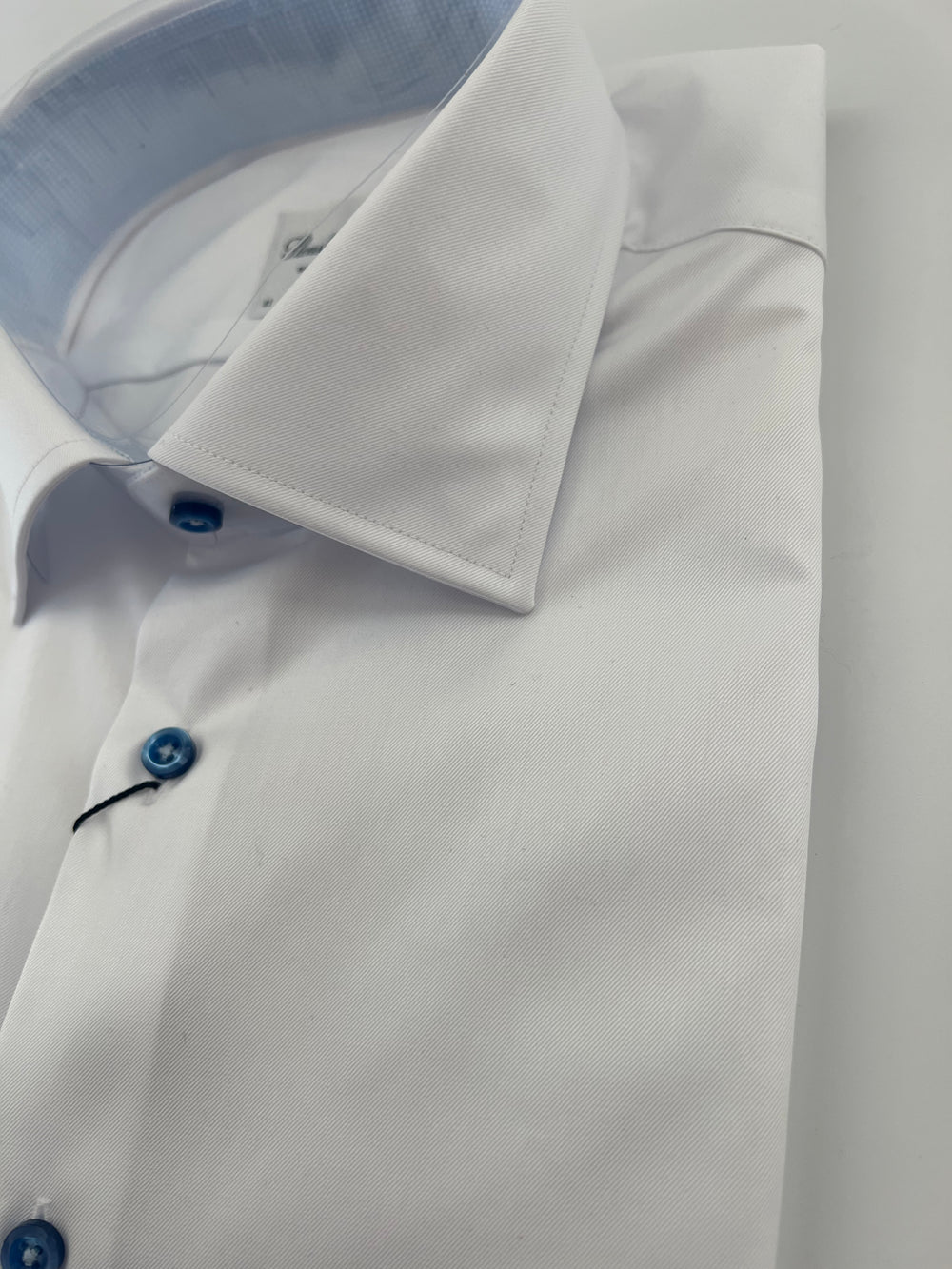 Stenströms White With Blue Check Contrast Shirt