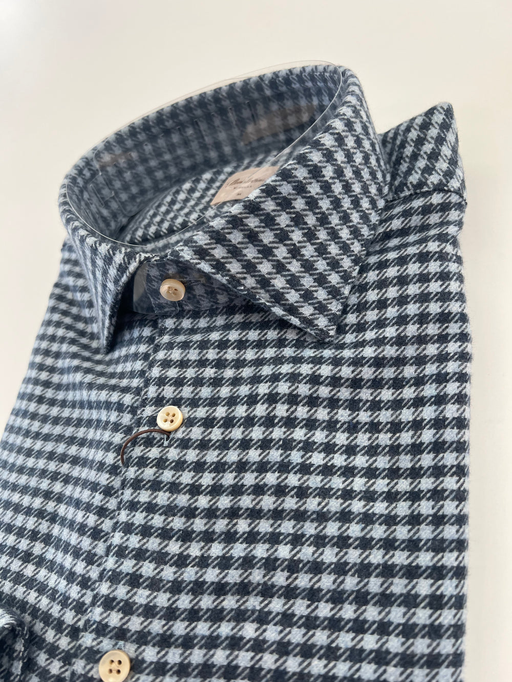 Stenströms Navy Houndstooth Flannel Shirt