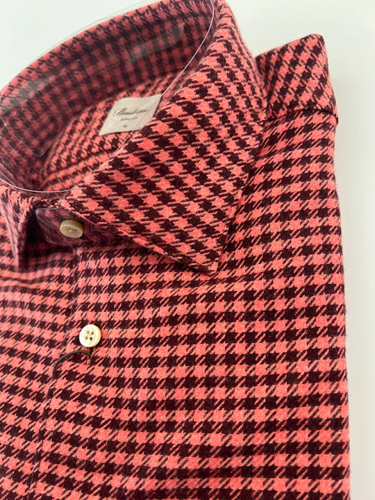 Stenströms Maroon Houndstooth Flannel Shirt