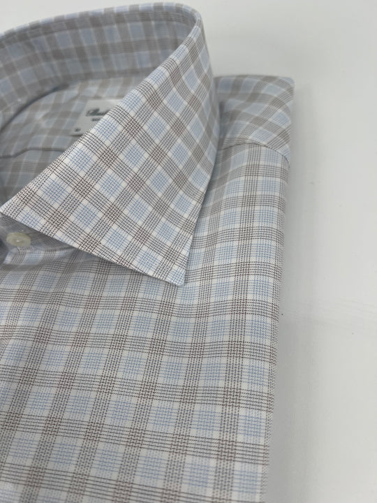 Stenströms Light Blue & Brown Check Shirt