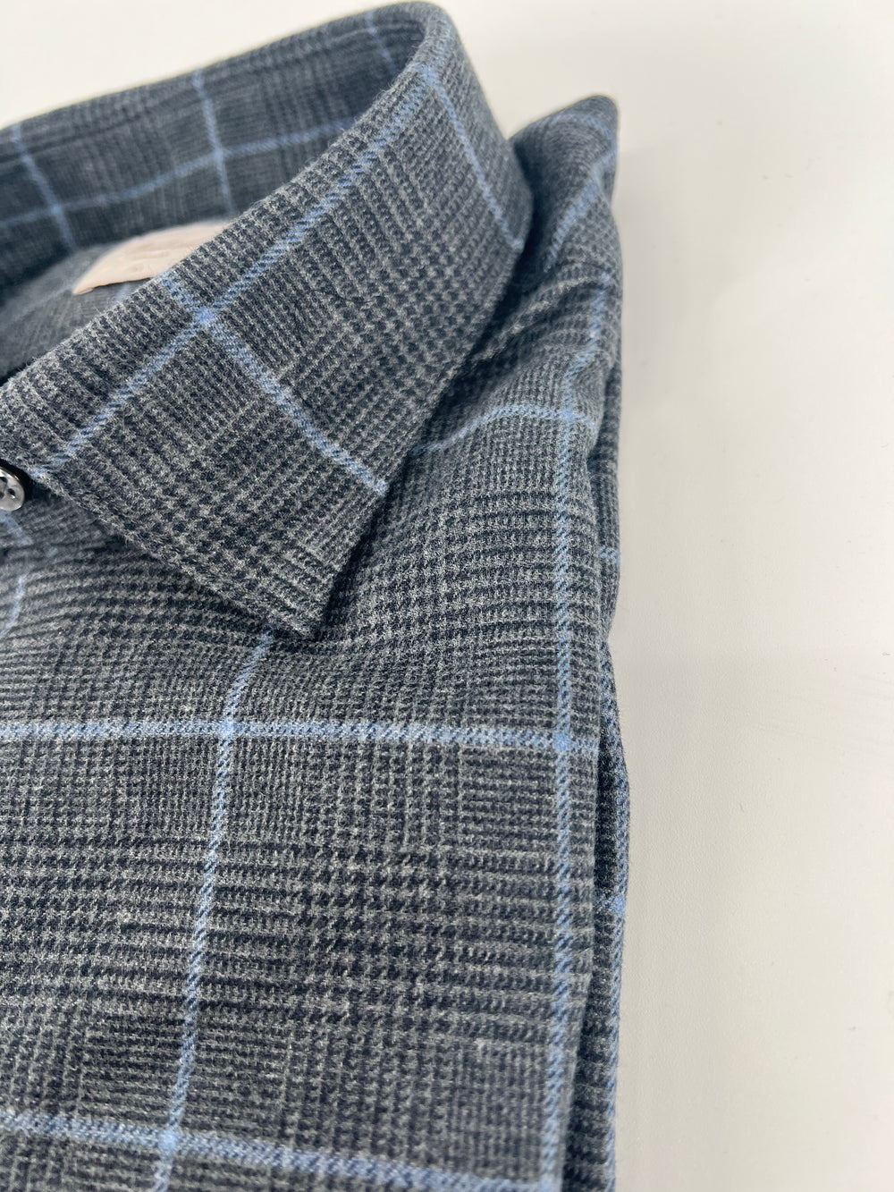 Stenströms Plaid Navy and Grey Flannel Shirt