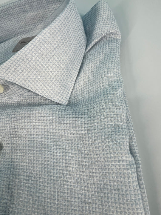 Stenströms Light Blue Check Linen Shirt