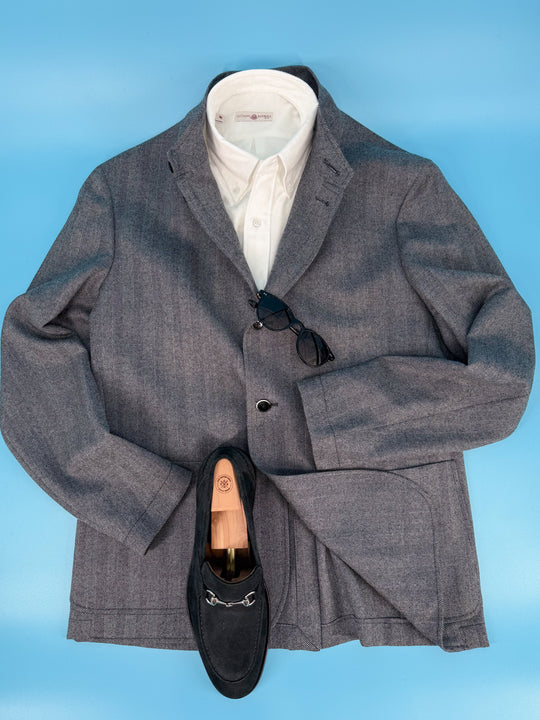 Ravazzolo Grey Herringbone City Jacket