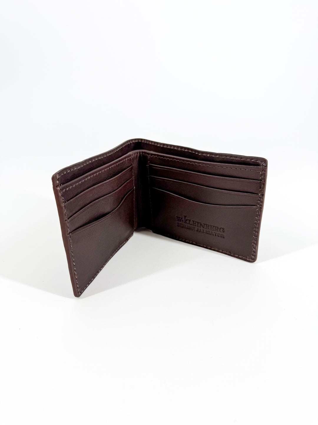 W. Kleinberg Glazed Alligator Bifold Wallet In Chocolate