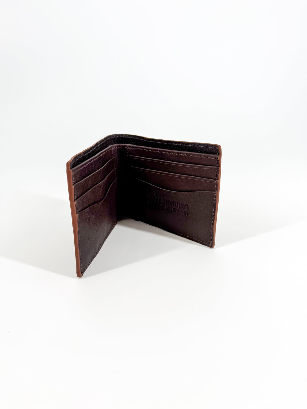 W. Kleinberg Glazed Alligator Bifold Wallet In Medium Brown