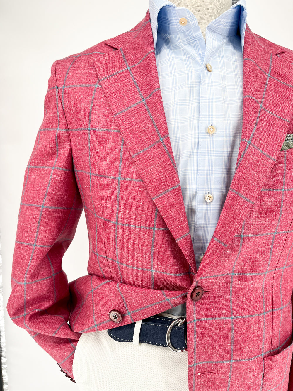 The Oxford Shop Washed Red & Grey Windowpane Soft Jacket