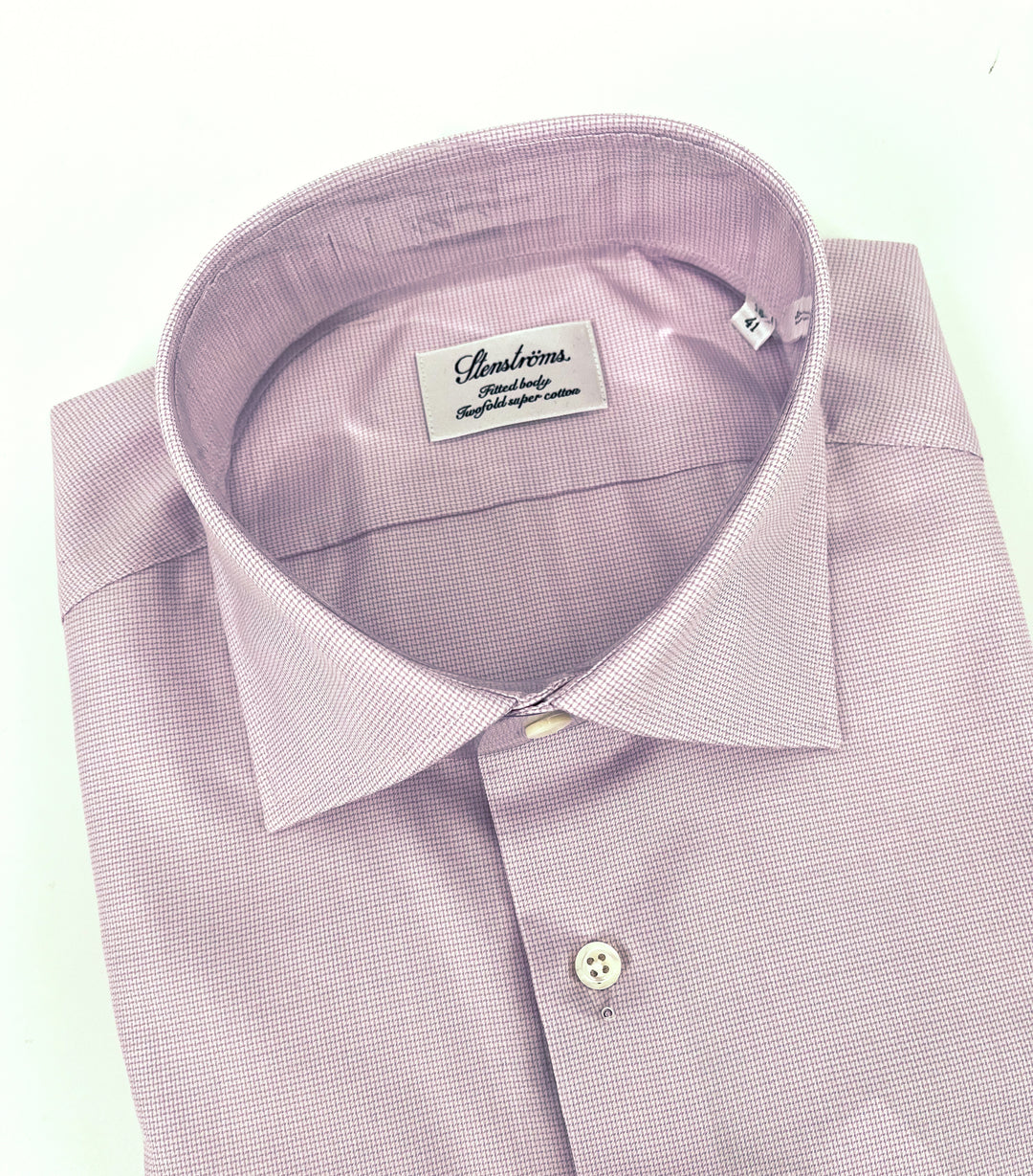 Stenströms Lavender Checked Twill Shirt