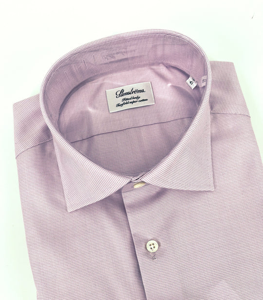 Stenströms Lavender Checked Twill Shirt