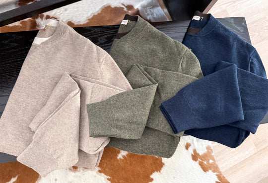 Navy Cashmere Contrast Collar Sweater