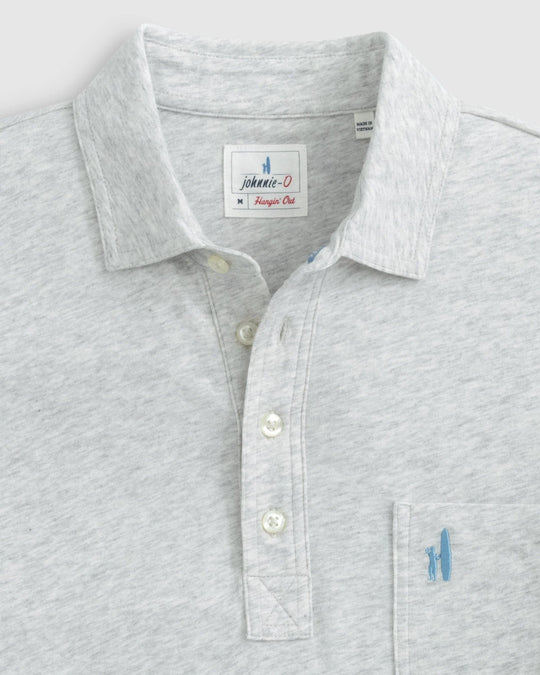 Johnnie-O Cutler Long Sleeve Original 4-Button Polo In Heather Gray