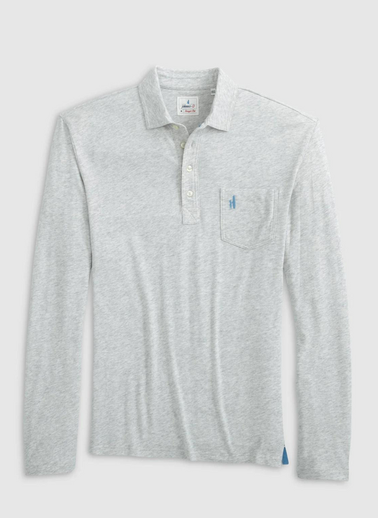Johnnie-O Cutler Long Sleeve Original 4-Button Polo In Heather Gray
