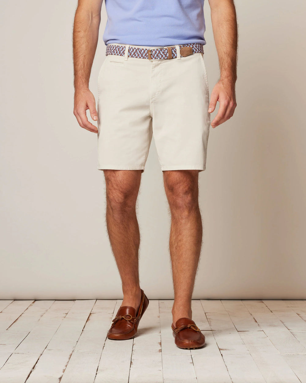 Johnnie-O Nassau Cotton Blend Shorts In Stone