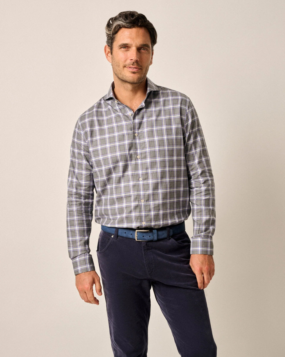 Johnnie-O Trenton Top Shelf Button Up Shirt In Charcoal