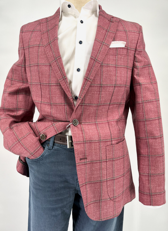 Johnnie-O Bartlett Top Shelf Wool Cotton Sport Coat In Malibu Red