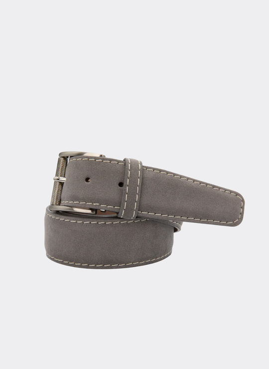 L.E.N. Alcantara - Grey w/ Ivory Stitching