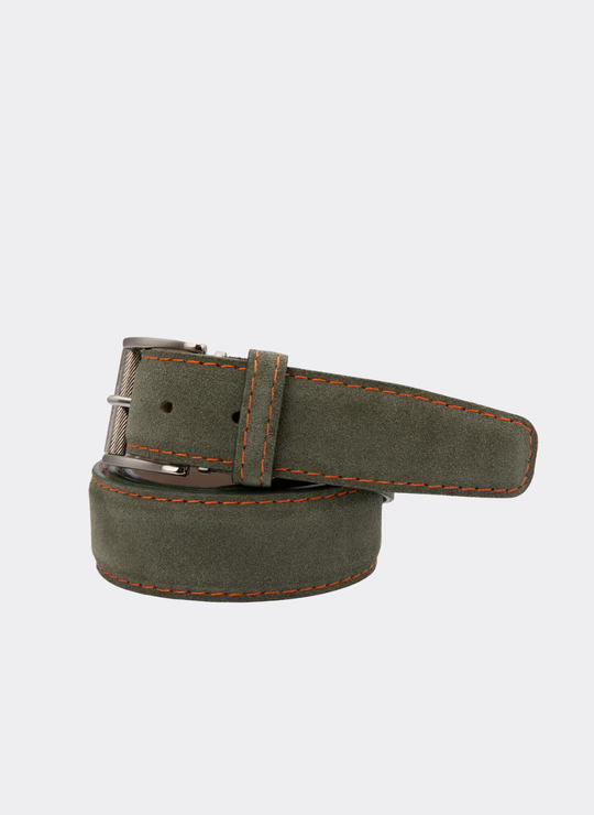 L.E.N. Italian Suede - Olive w/ Orange Stitching