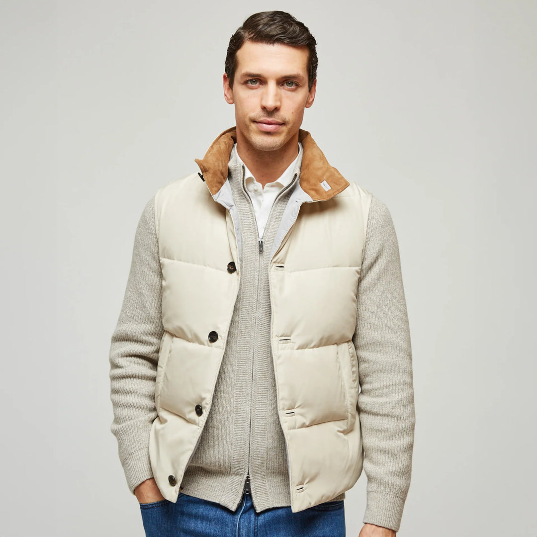 Luciano Barbera Beige Quilted Vest