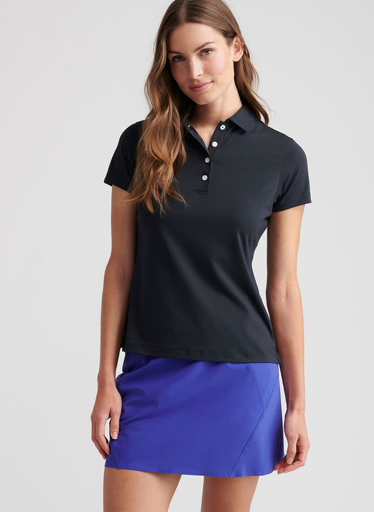 Lonesome Valley Peter Millar Women's Short-Sleeve Button Polo in Black