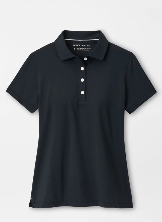 Lonesome Valley Peter Millar Women's Short-Sleeve Button Polo in Black