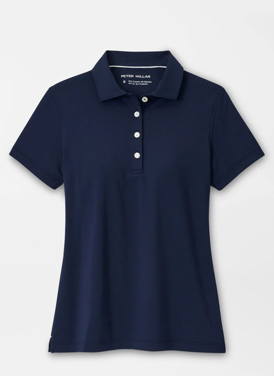 Lonesome Valley Peter Millar Women's Short-Sleeve Button Polo in Navy