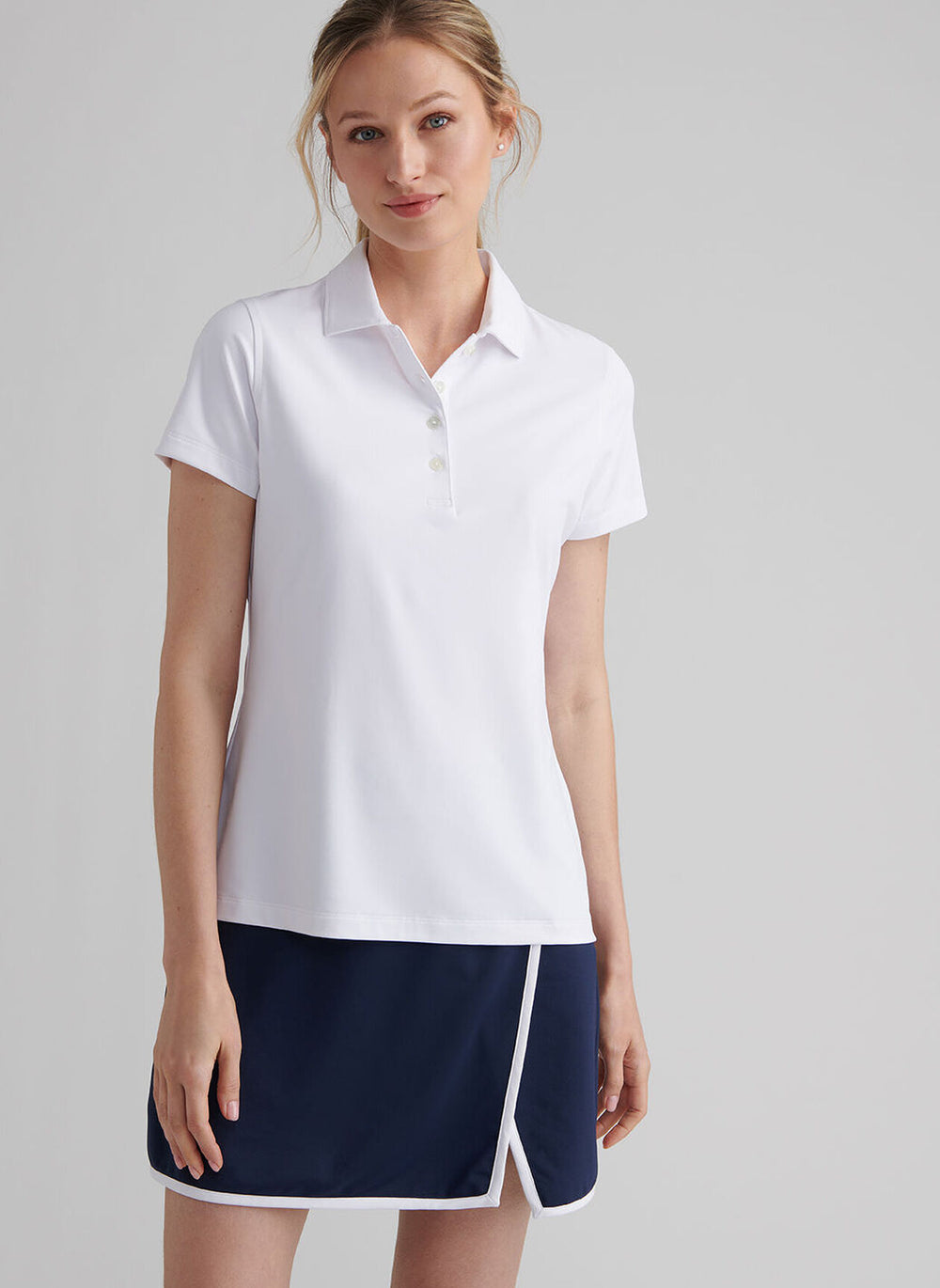 Lonesome Valley Peter Millar Women's Short-Sleeve Button Polo in White